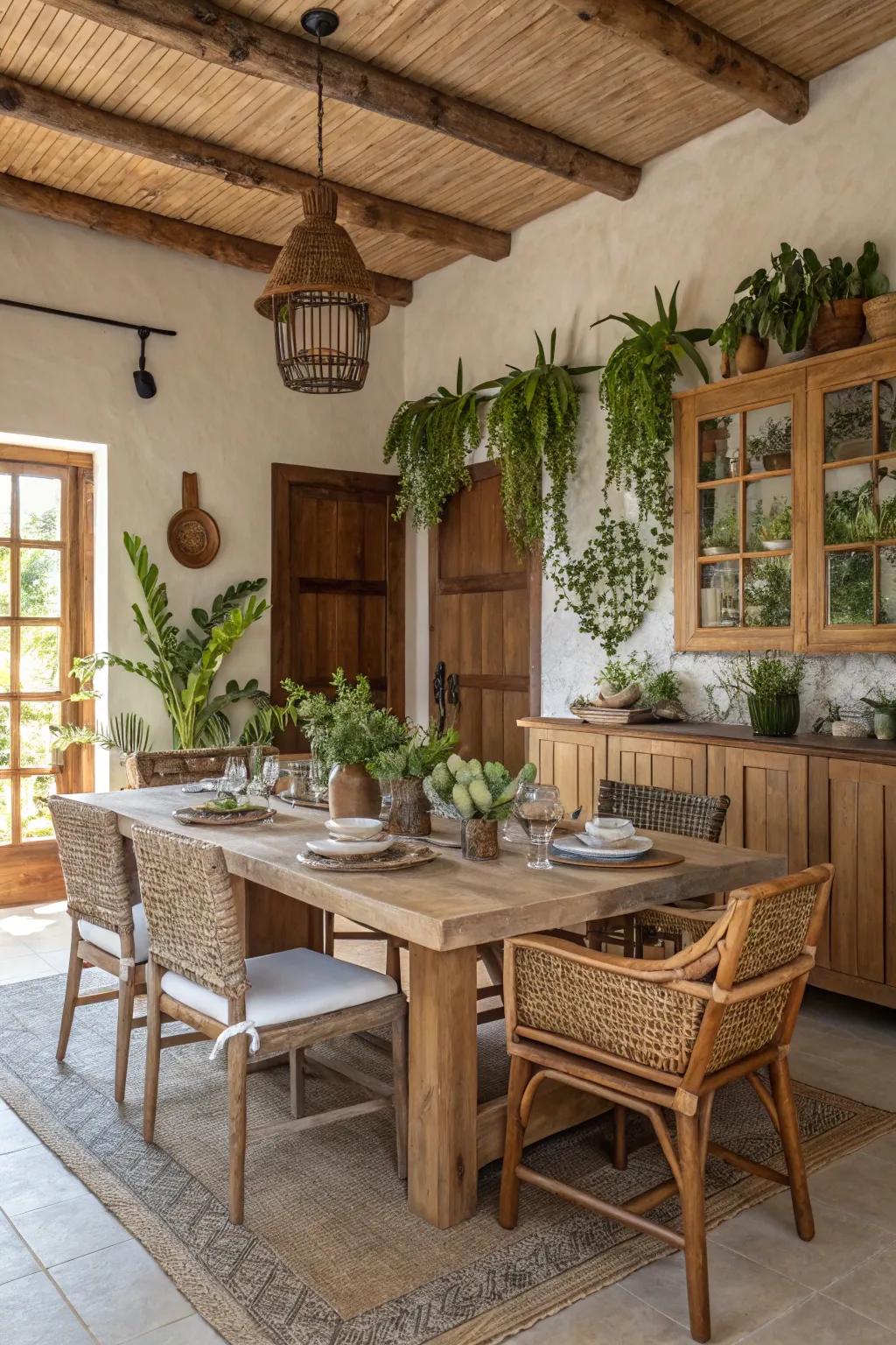 Earth-inspired shades foster a natural vibe in your dining space.