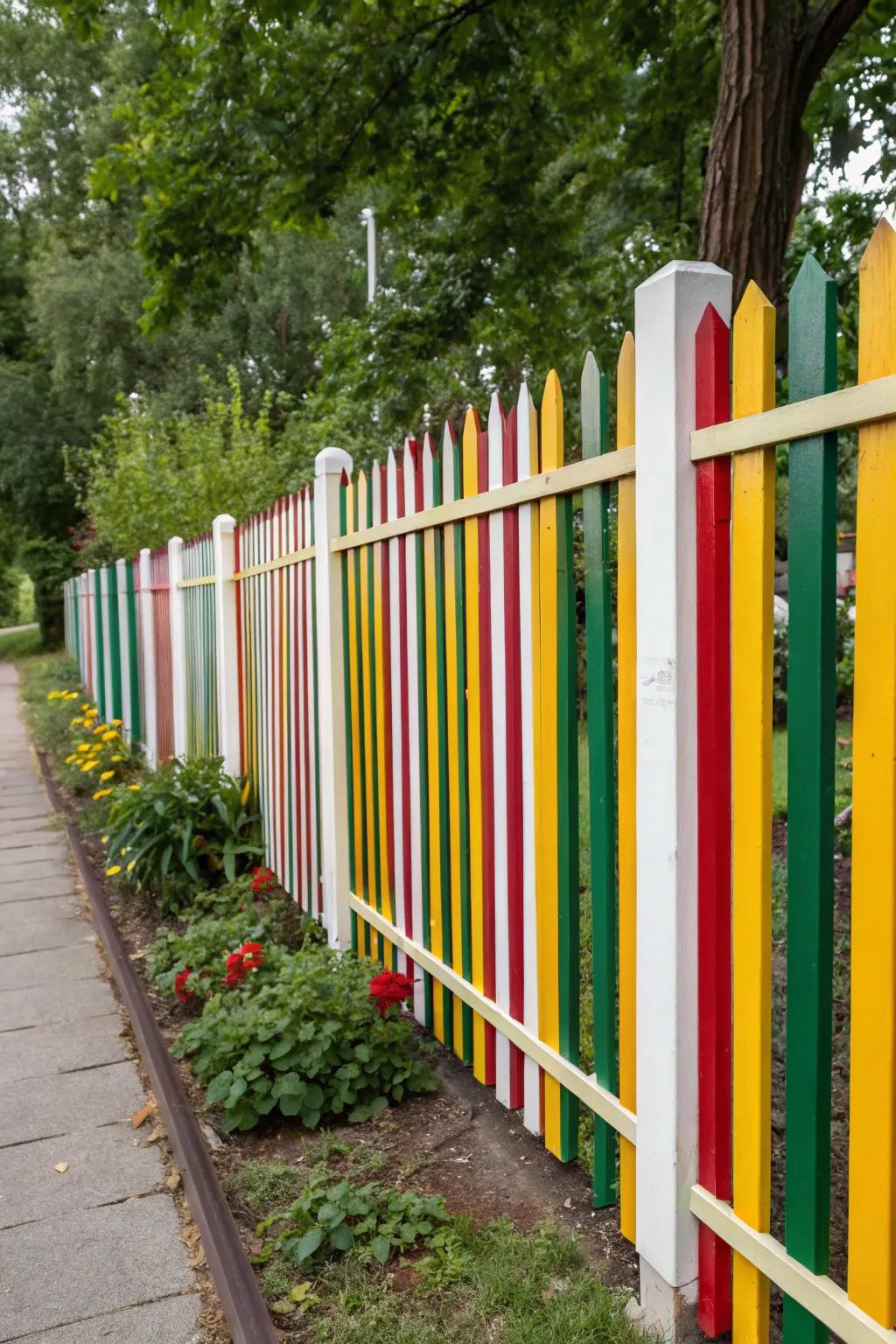Striped fences add a sense of motion to any garden.