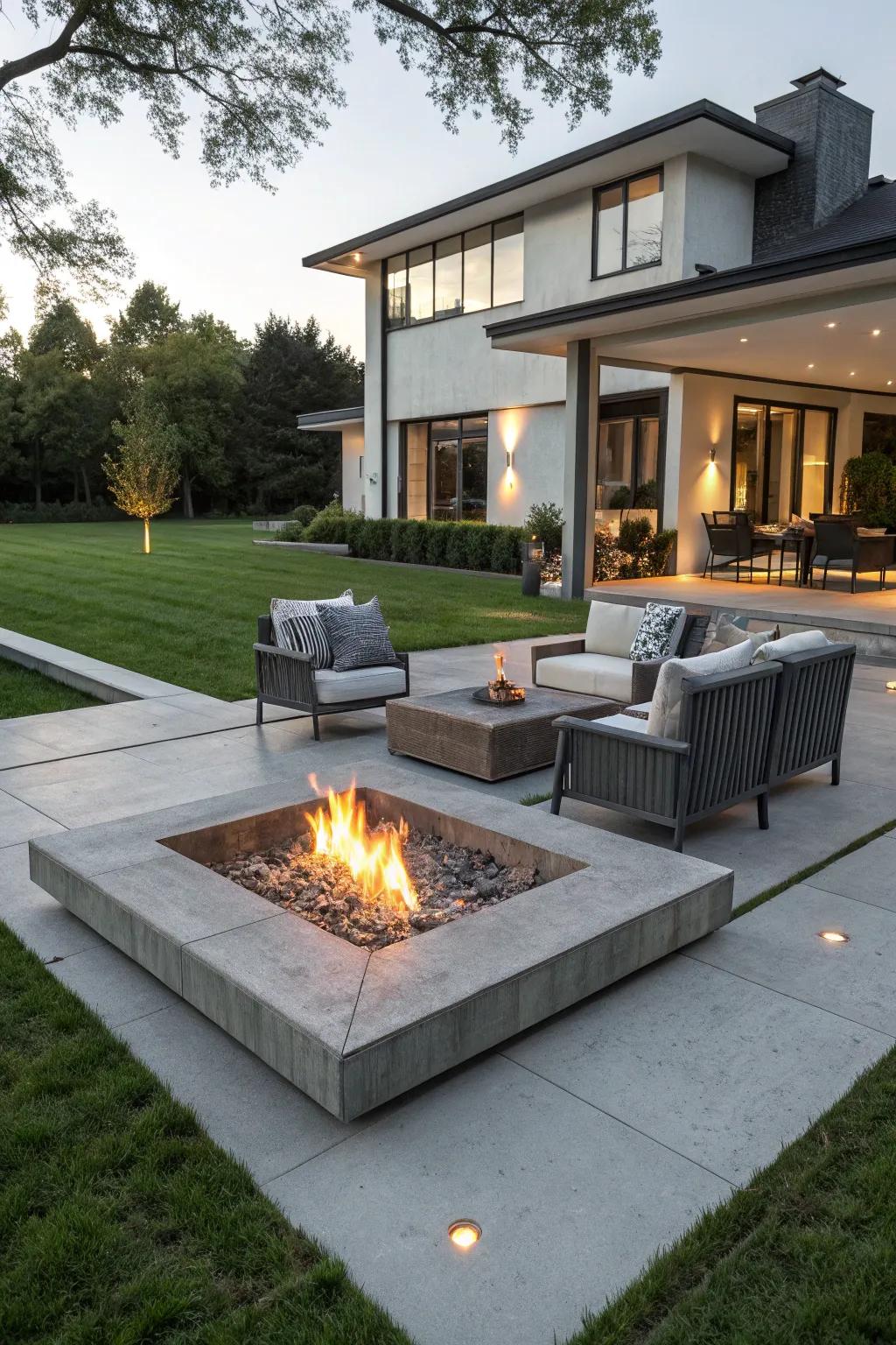 The concrete slab: A modern and sturdy base for your patio.