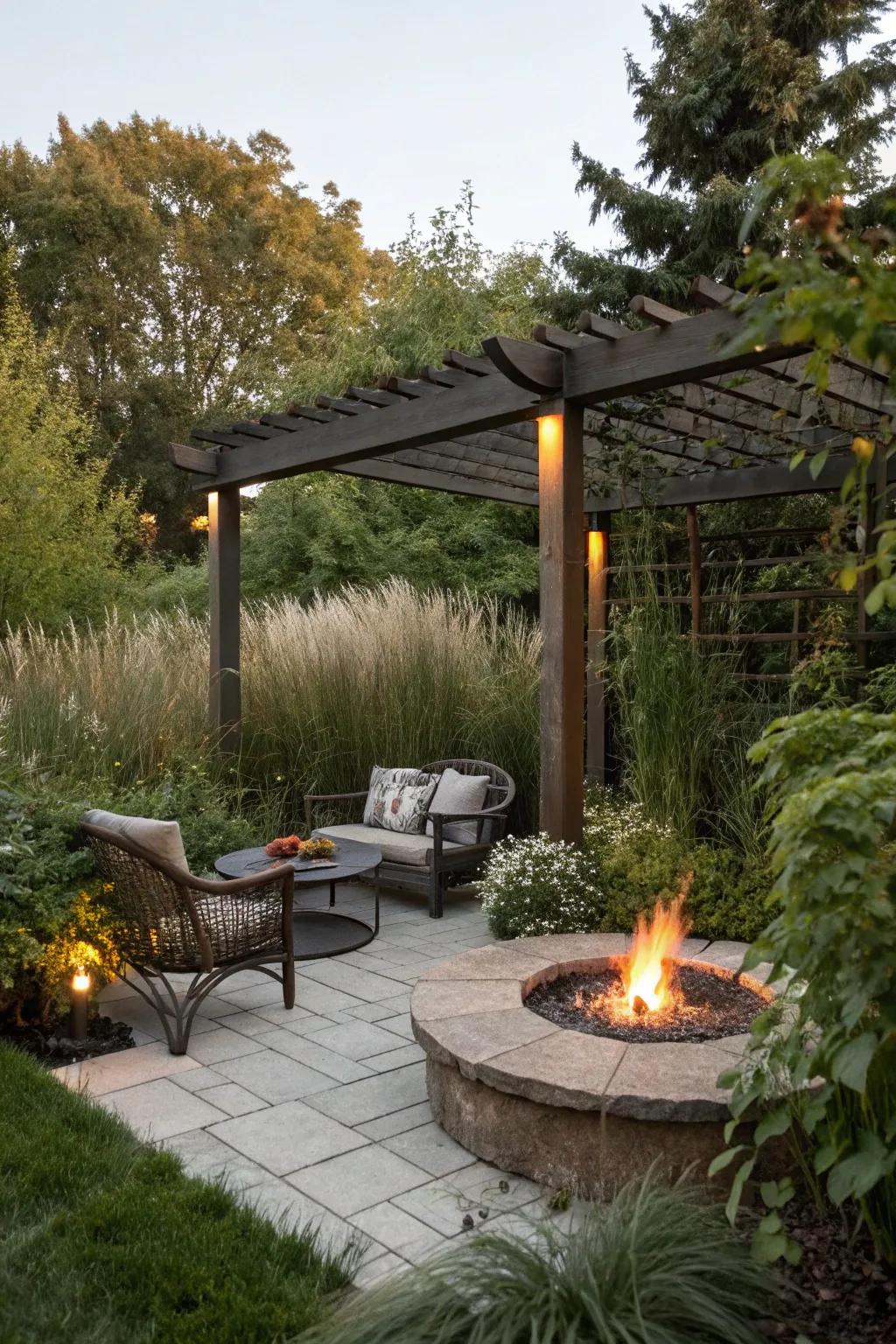Find tranquility in a secluded arbor corner.