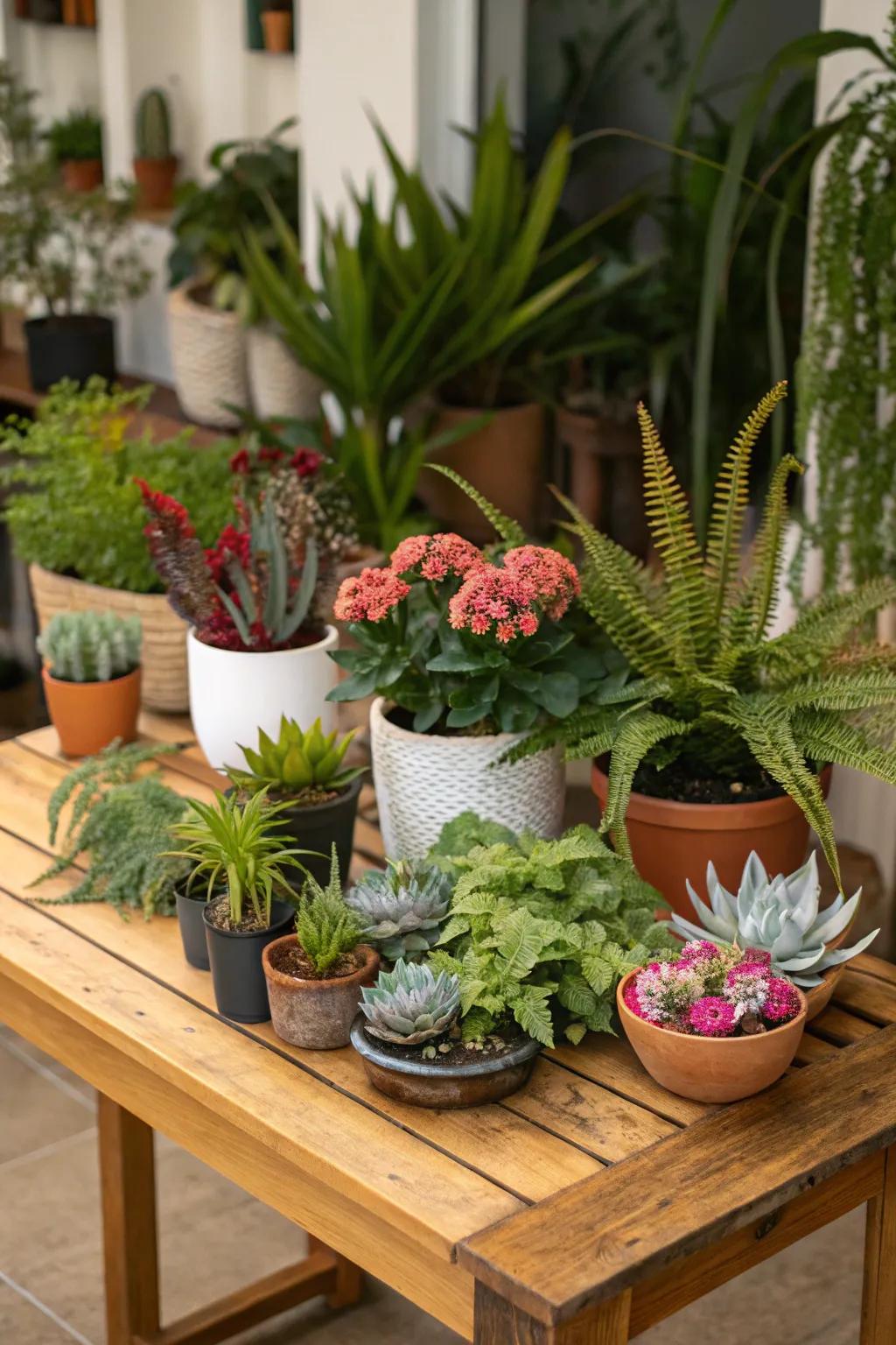 Combine different plants for an eye-catching display.