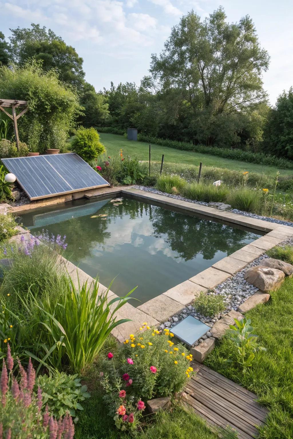 A pool pond planned with eco-friendliness at its core.