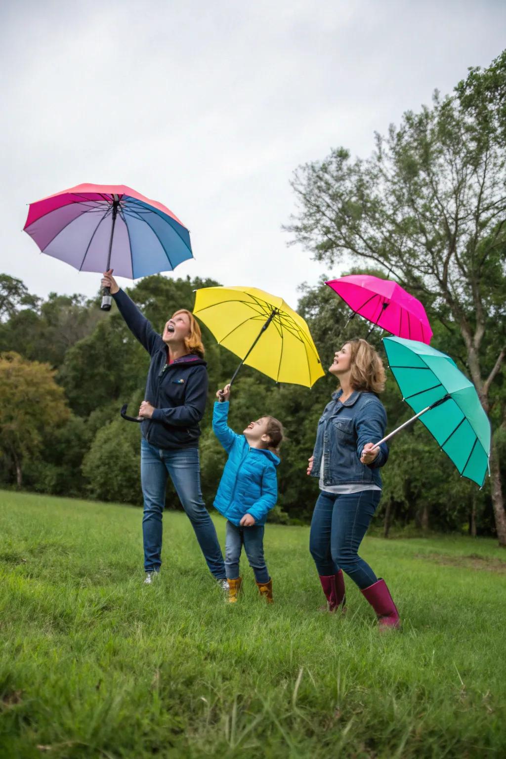 With quirky parasol props, add a splash of color and fun.