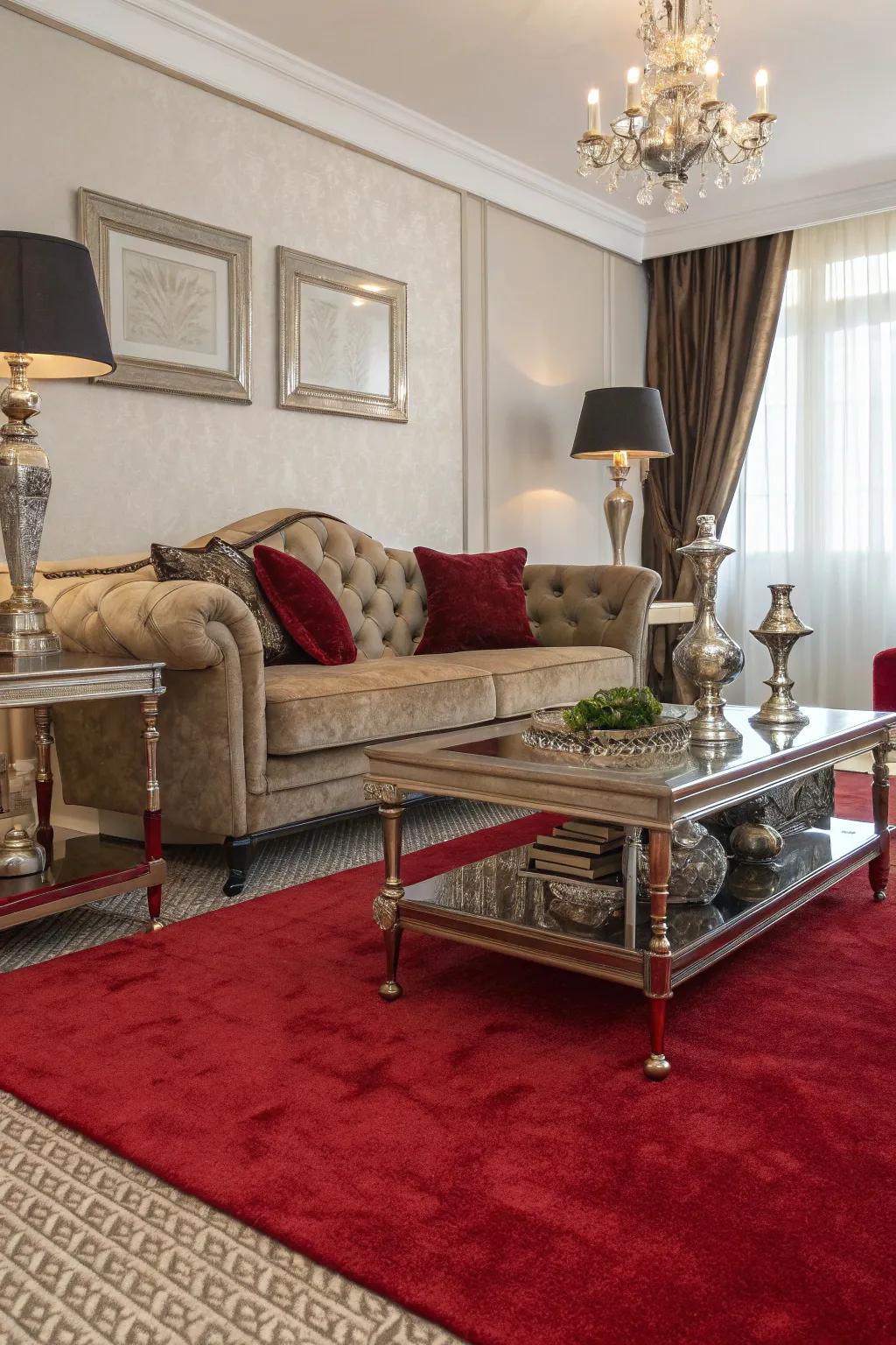 Mixed textures add drama and dimension to this vibrant living room.