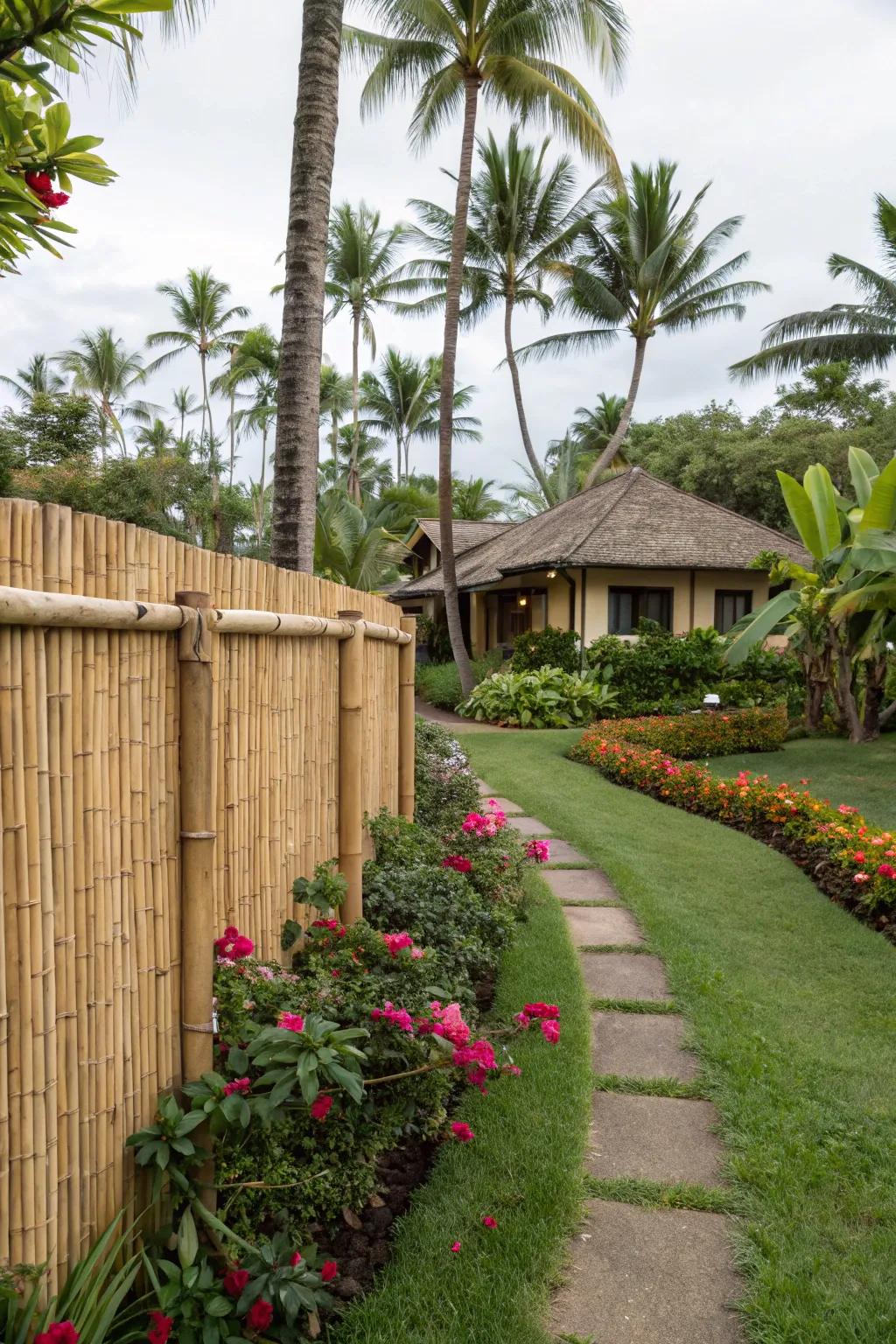 Bamboo fencing introduces a hint of tropical elegance to your yard.