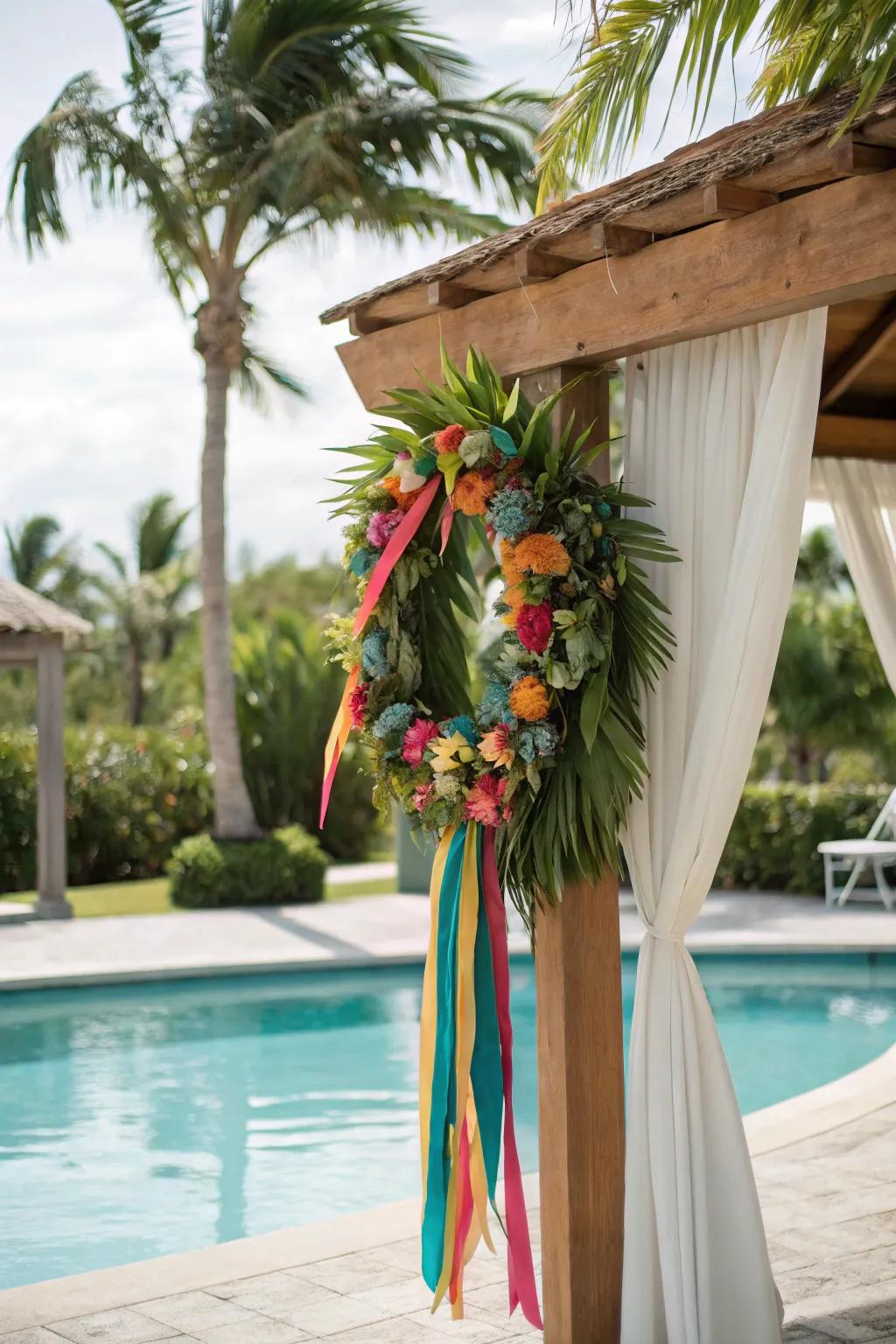 Conjure up a tropical vibe with this colorful island wreath.