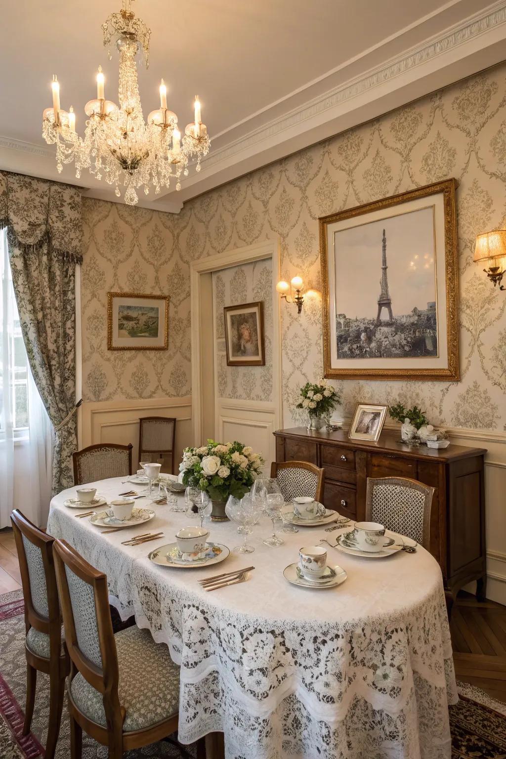 Immerse your visitors with a concept design, such as a Parisian-inspired dinner.