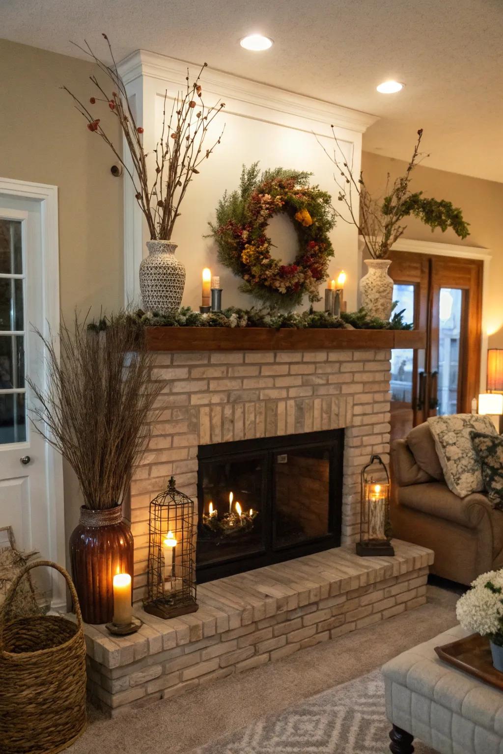 Mantel adornments allow for simple seasonal updates to your fireplace.