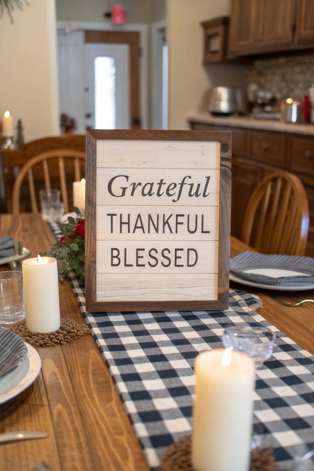 Honor gratitude and family with a heartfelt sign.
