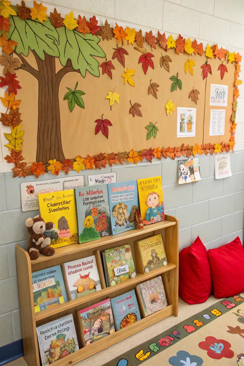 A display board focused on books, designed to instill a passion for reading.