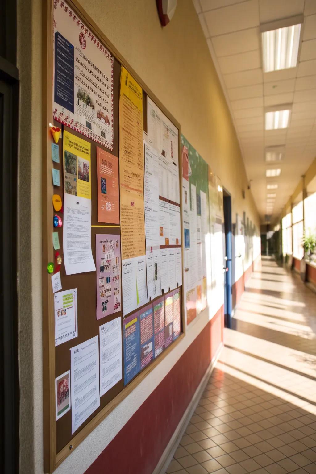 A community events calendar board promoting team involvement in local activities.