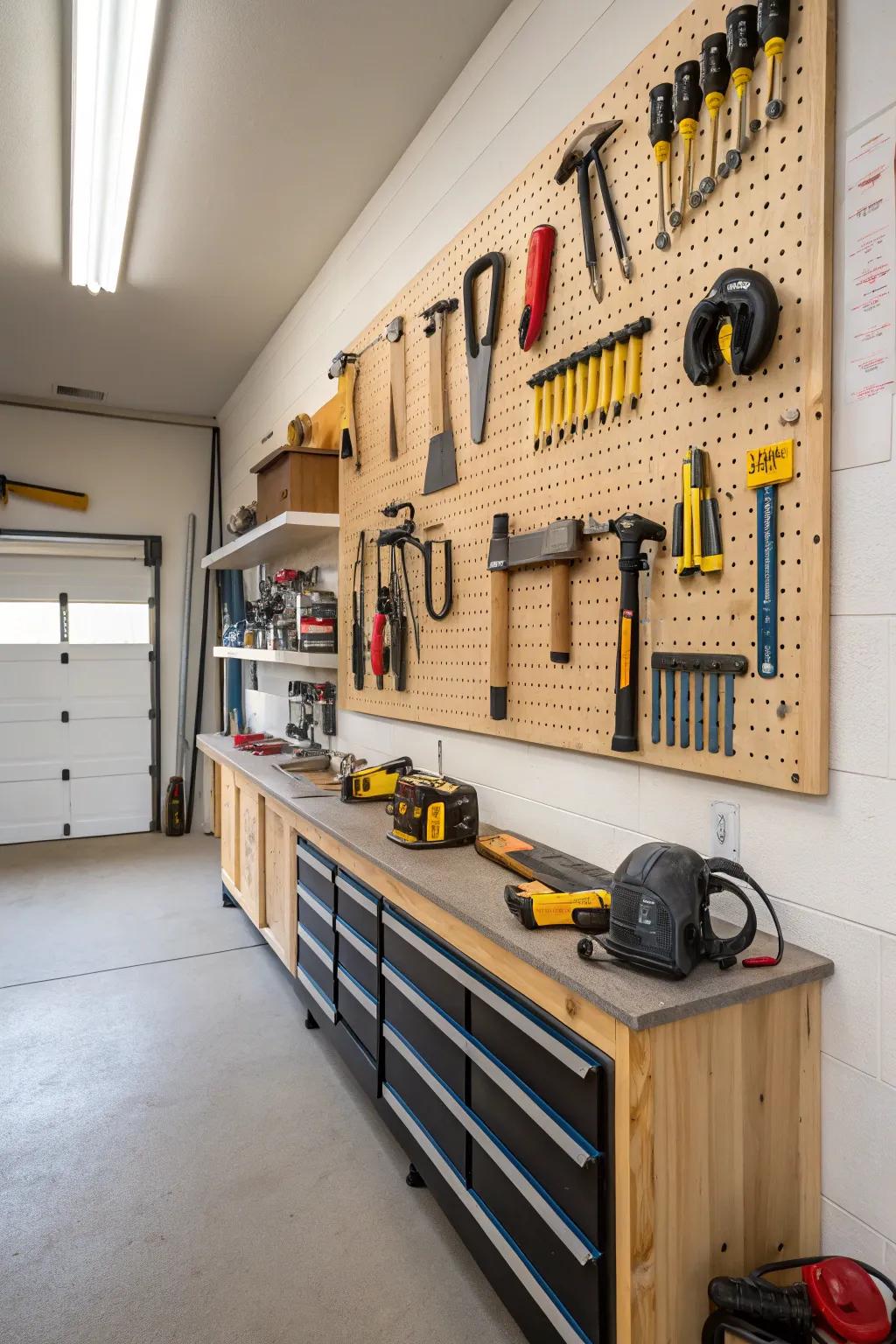 An angled clevis arrangement for adaptable tool storage.