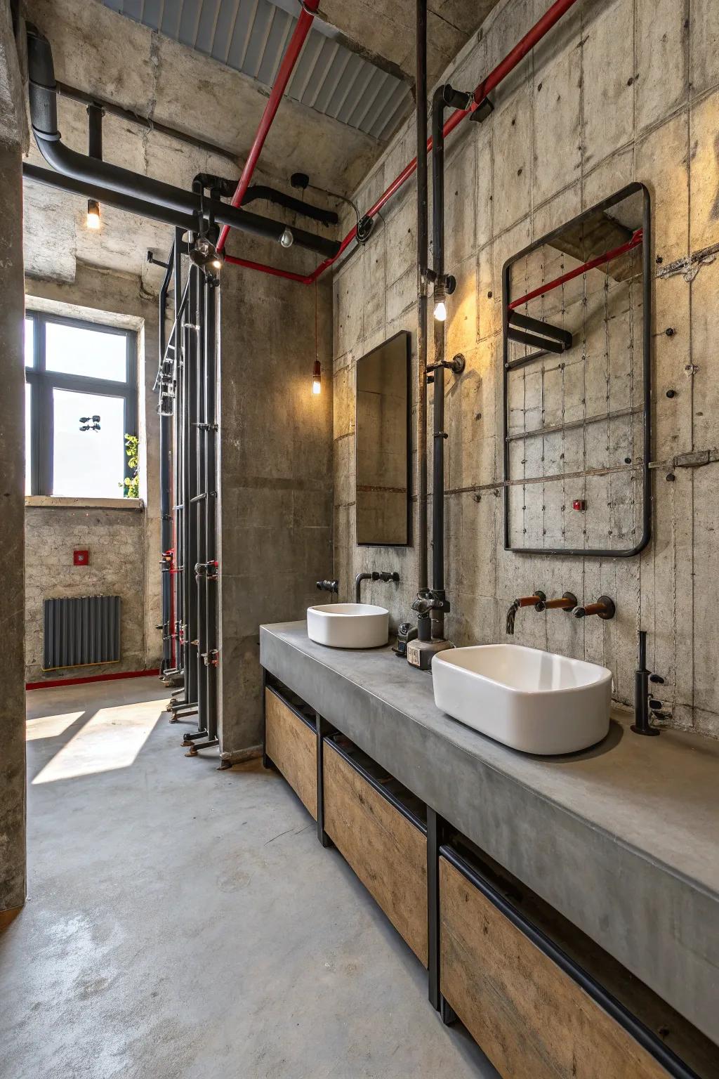 Industrial design offers this bathroom a distinctive edge.