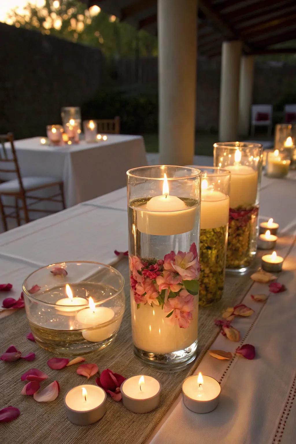 Floating candles casting a magical glow over the celebration.