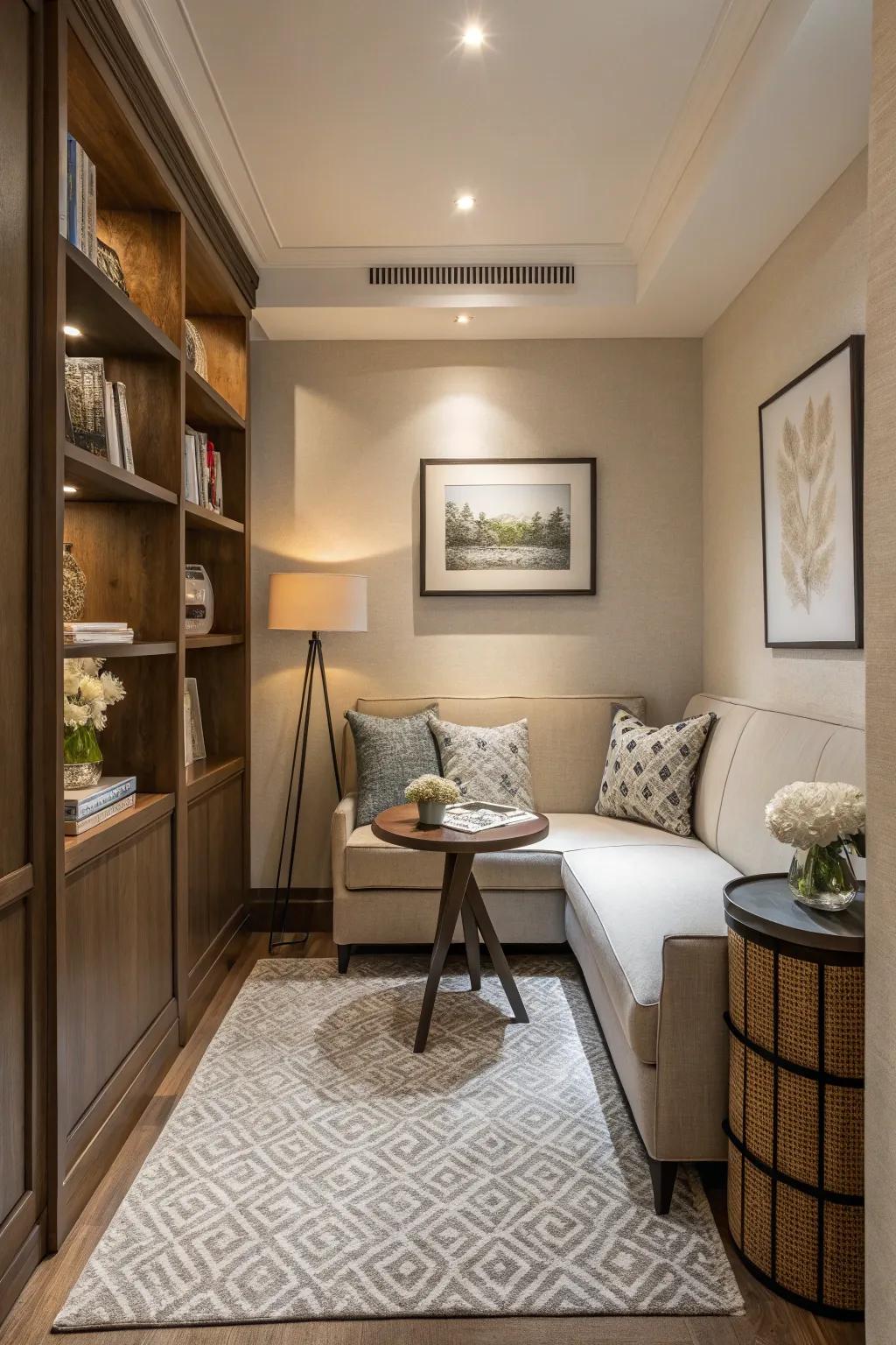 Functional sitting area in a small space.