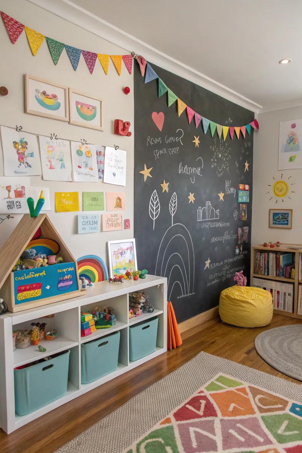 An interactive wall sparks creativity and learning in the room.