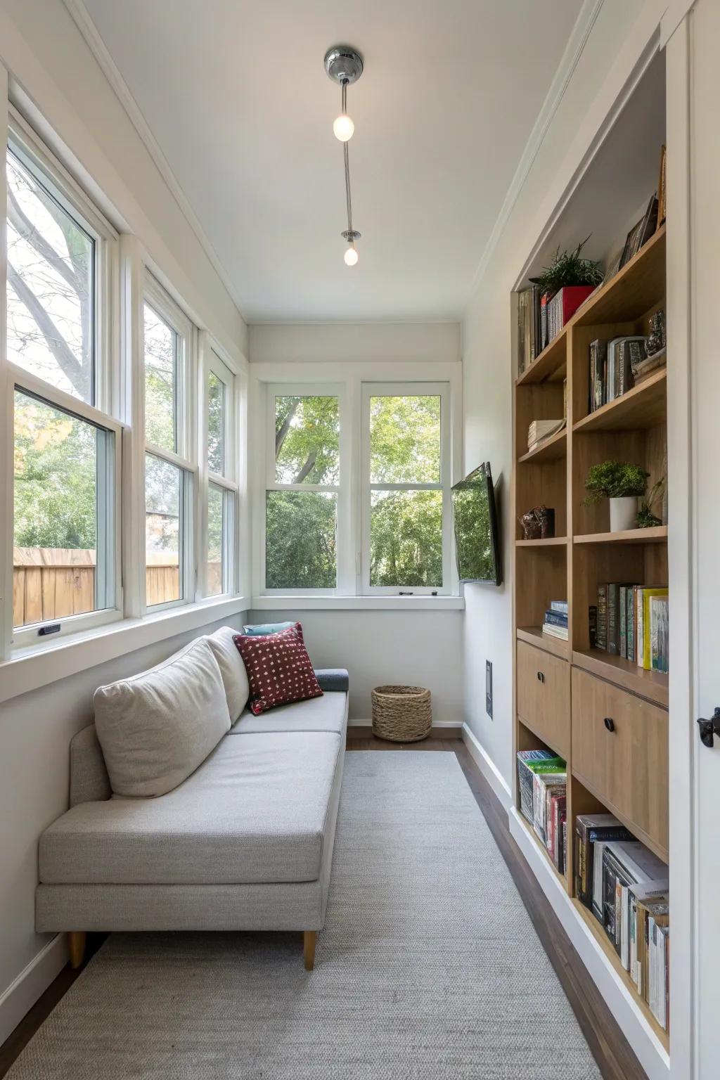Thin furniture maximizes space and enhances flow.