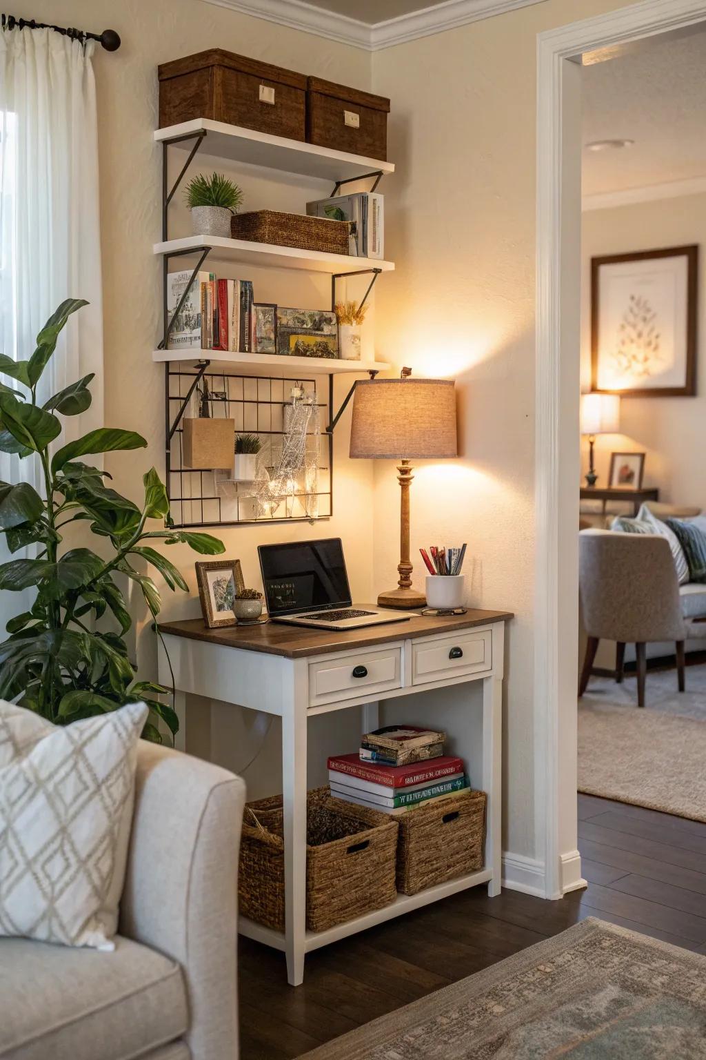 Maximize your space by employing vertical storage solutions.