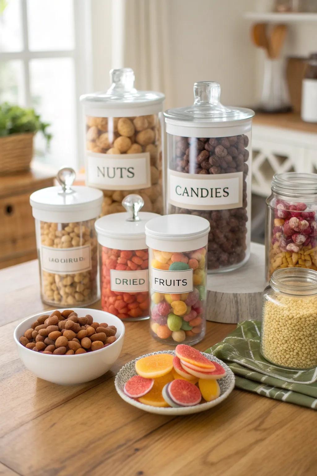 Labels add clarity and order to snack storage.