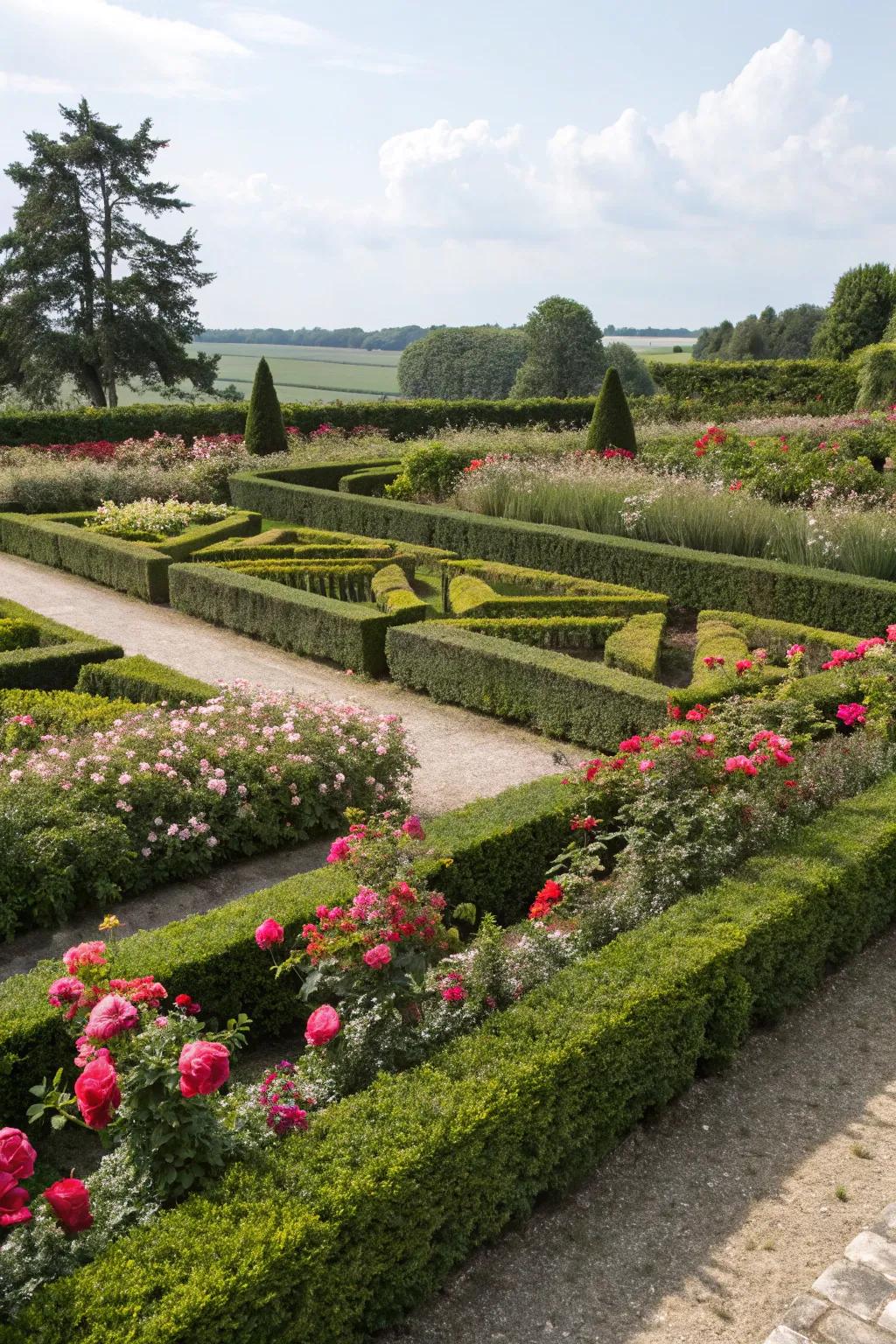 Geometric lines impart a modern twist to garden design.