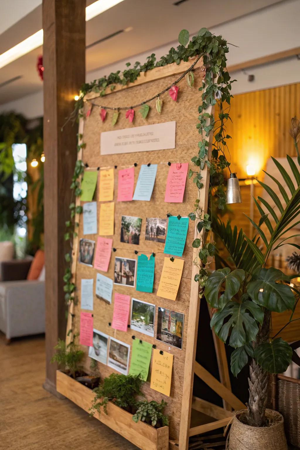An environmentally conscious mood board featuring repurposed materials and natural elements.