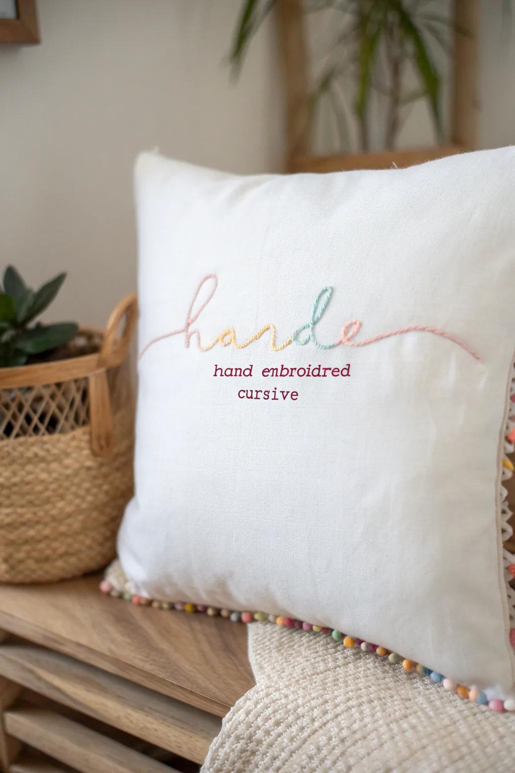 Add a personal touch with elegant name stitching, perfect for heartfelt handmade gifts.