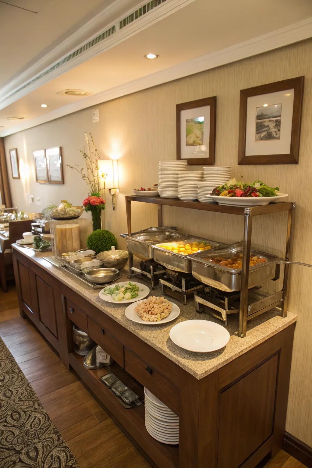 Judicious area allocation elevates the practicality of your buffet.