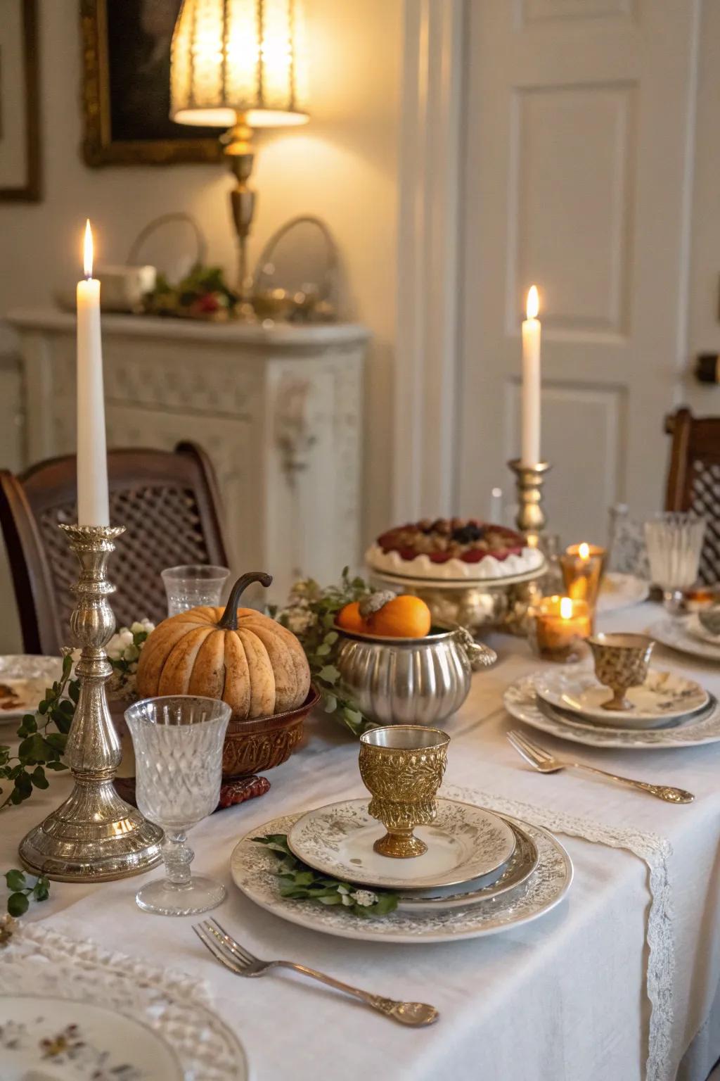 Your table will have a classic elegance with antique accents.