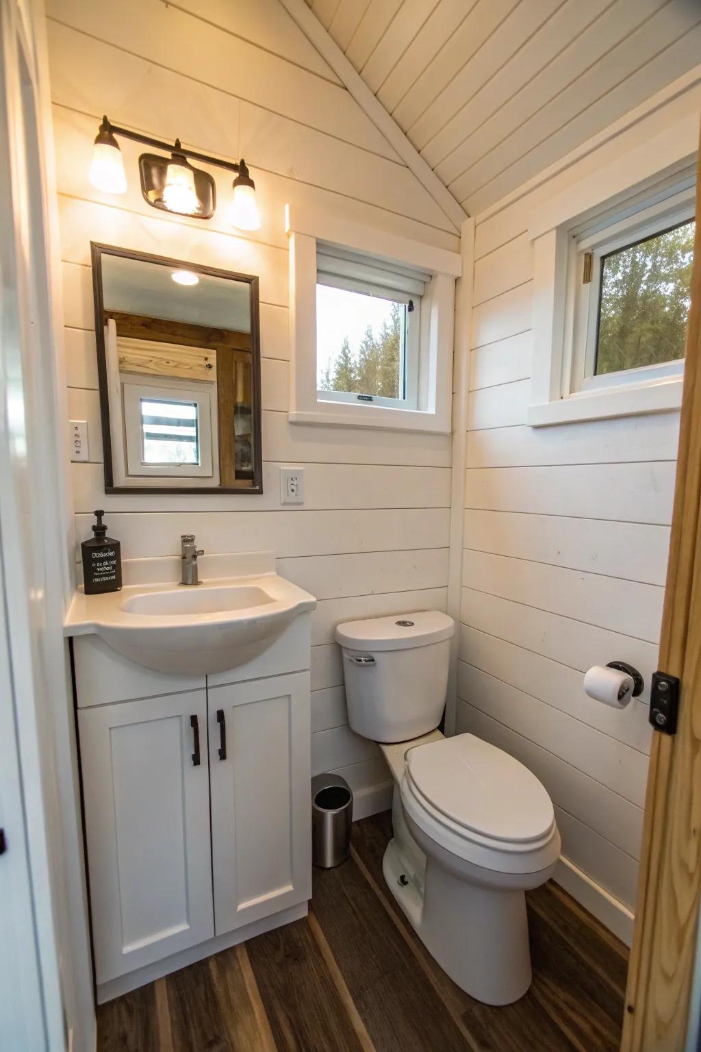 Astute washroom schematics maximize functionality within diminutive dwellings.