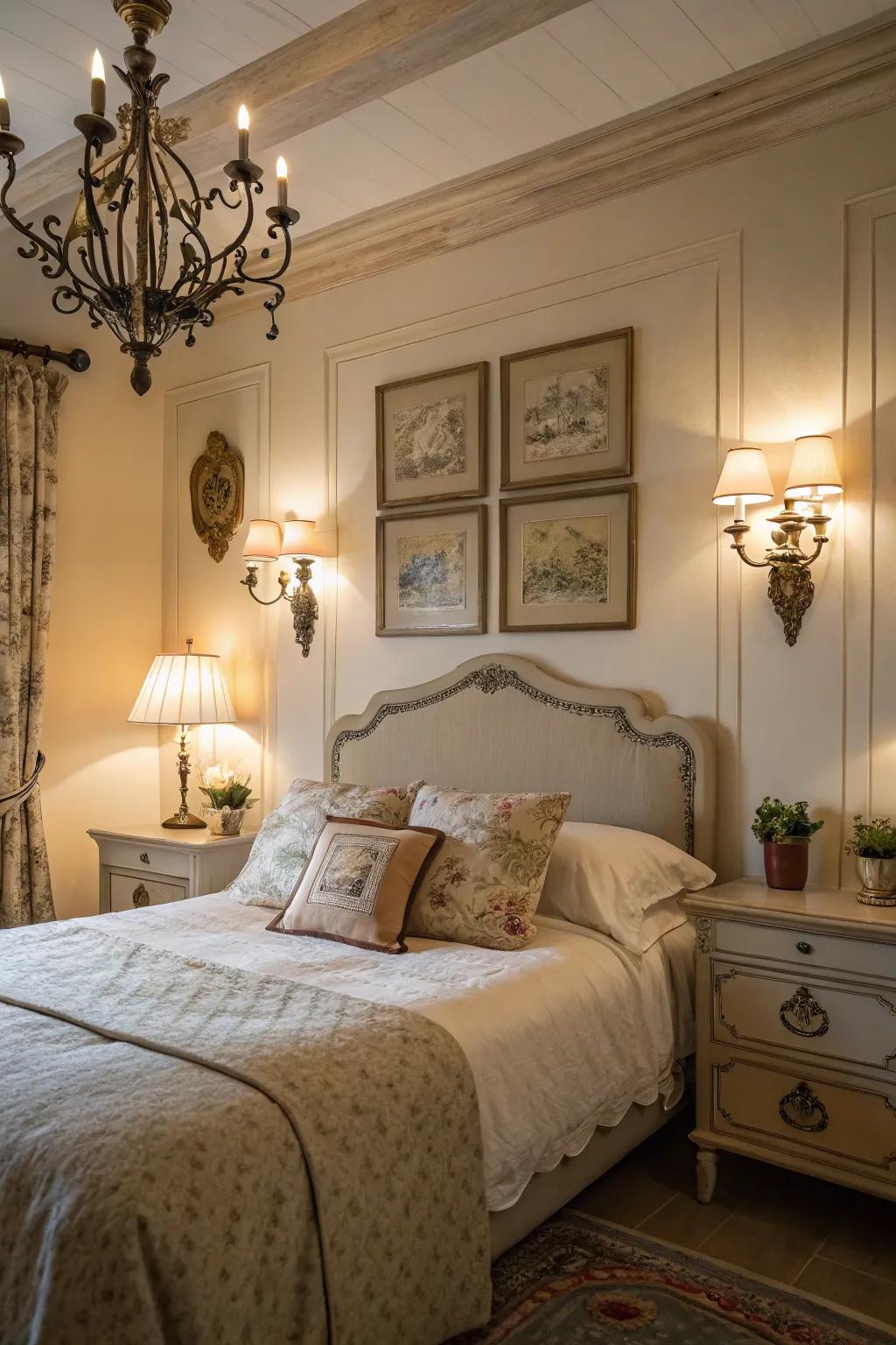 Vintage lighting introduces a welcoming and nostalgic charm.