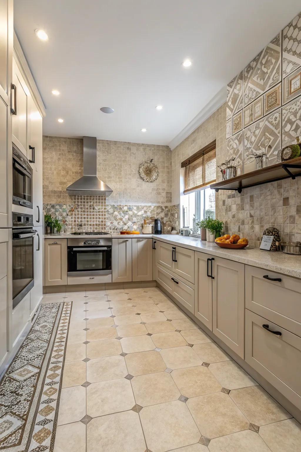 Amplify environments through tile wall embellishments.