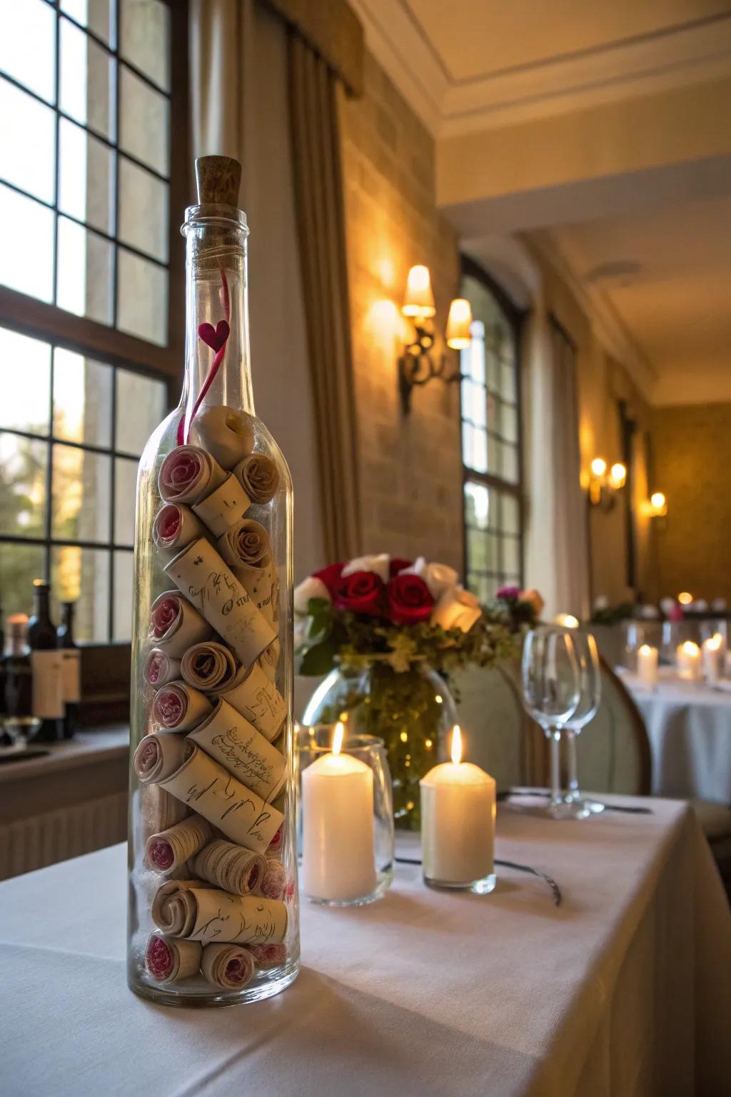 Guests leave messages in a glass for future special days.