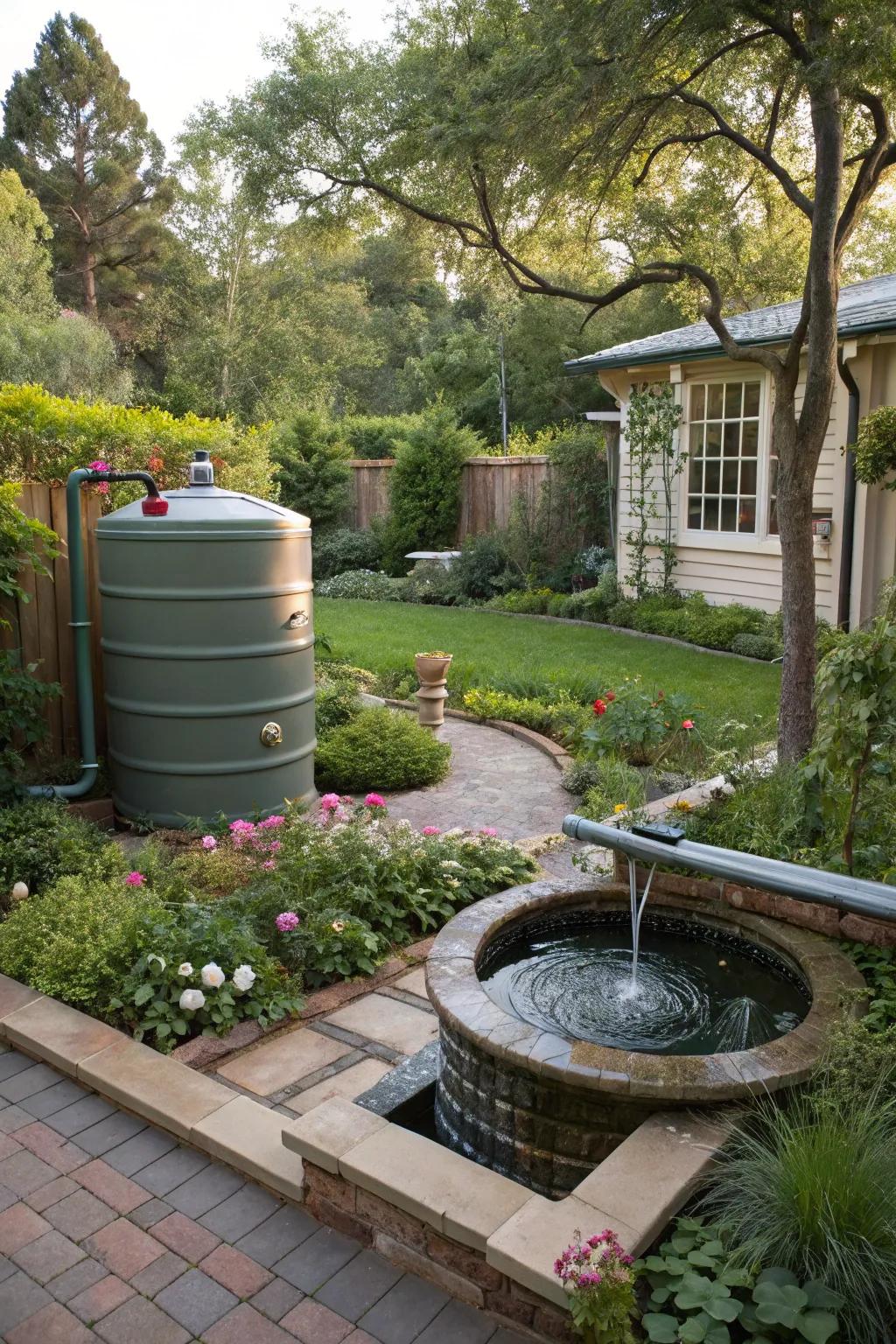 Rainwater systems add sustainability and beauty.