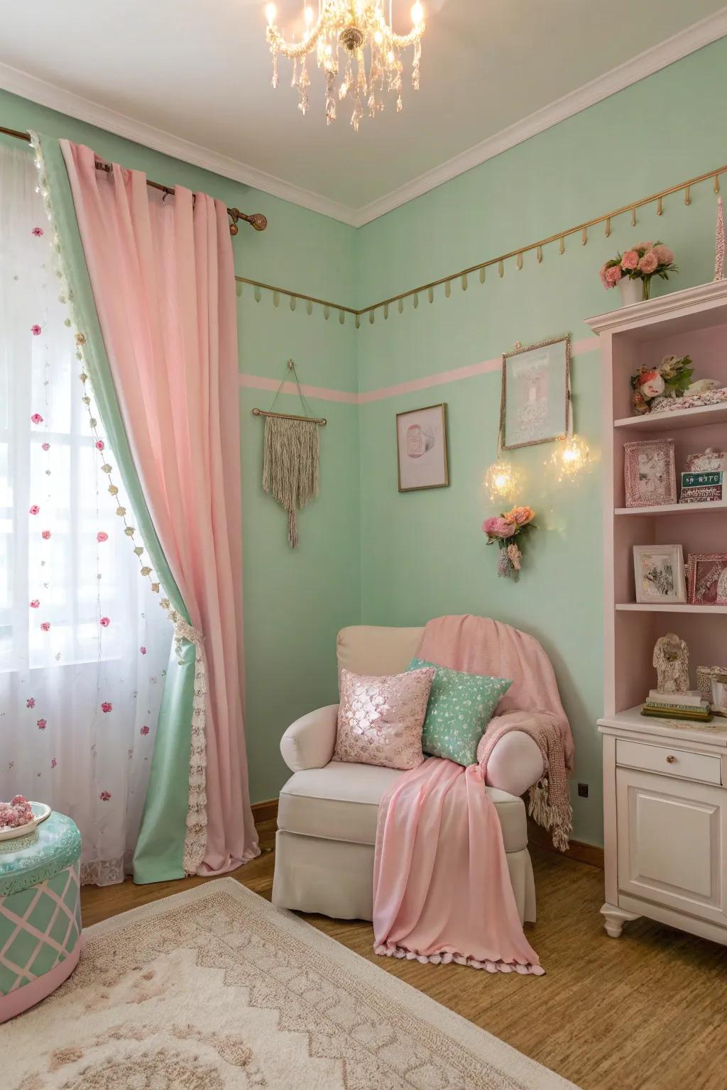 Quintessential hues evoke retro serenity.