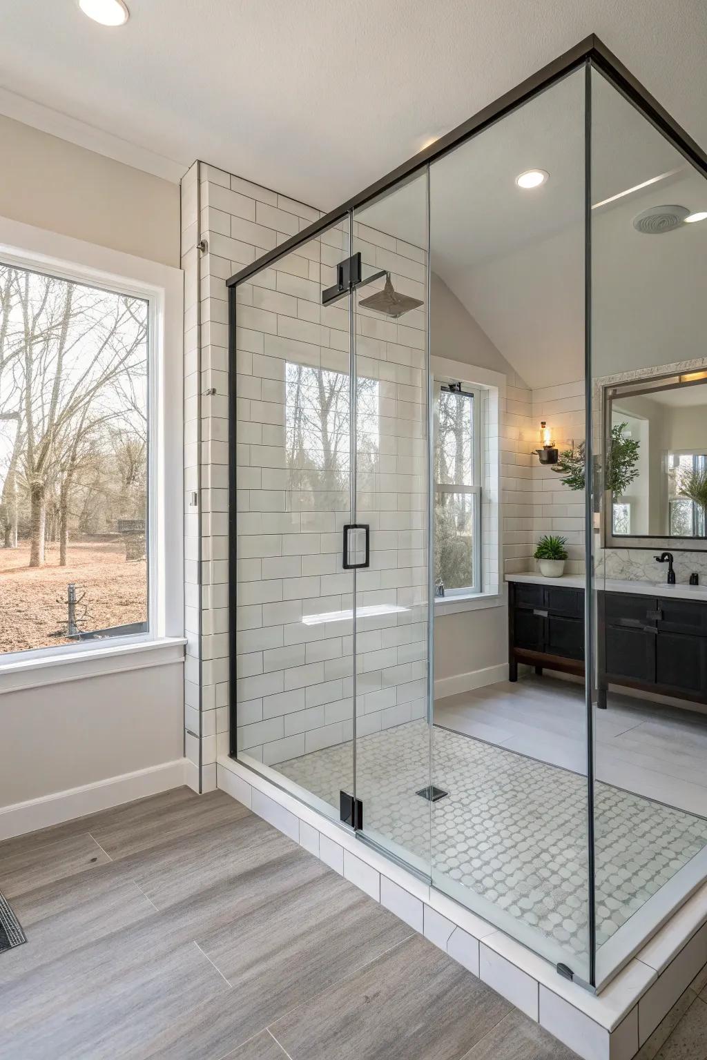 Open-entry showers provide a seamless and open entry.