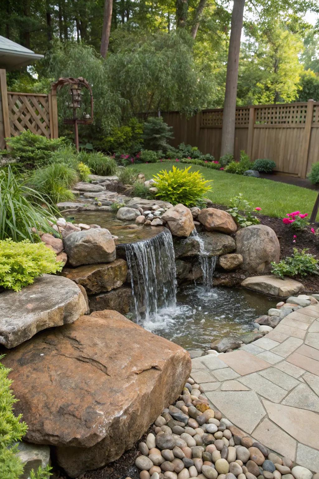 A pond-free waterfall delivers never-ending peace.
