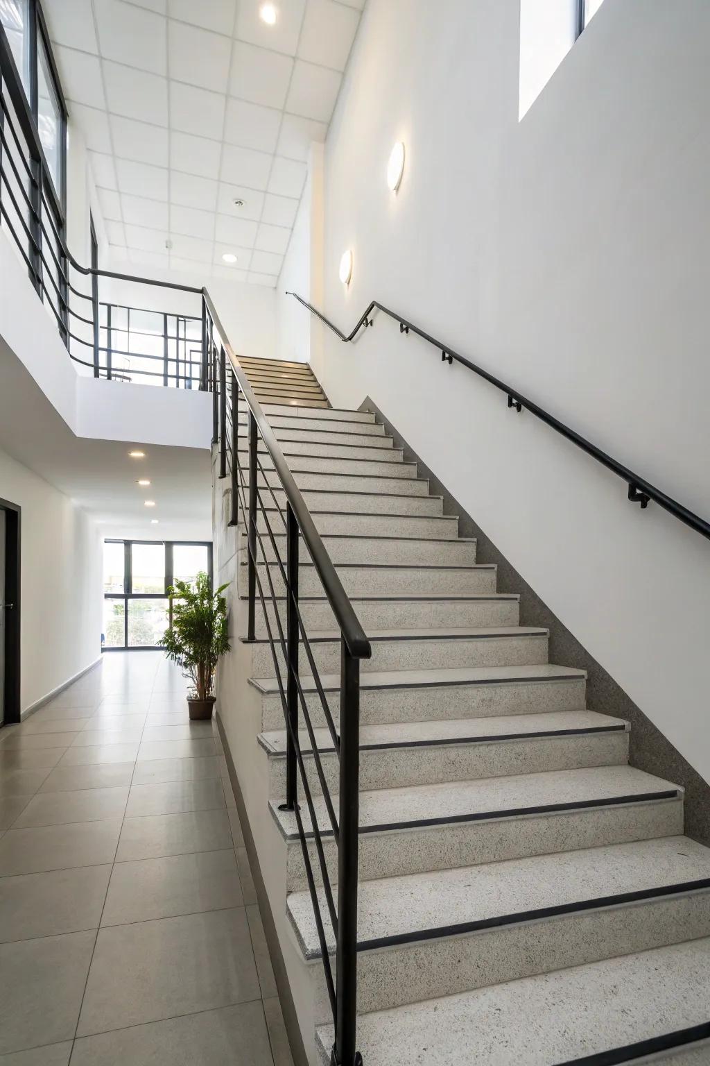 Minimalist elegance highlights the natural beauty of this stairway.
