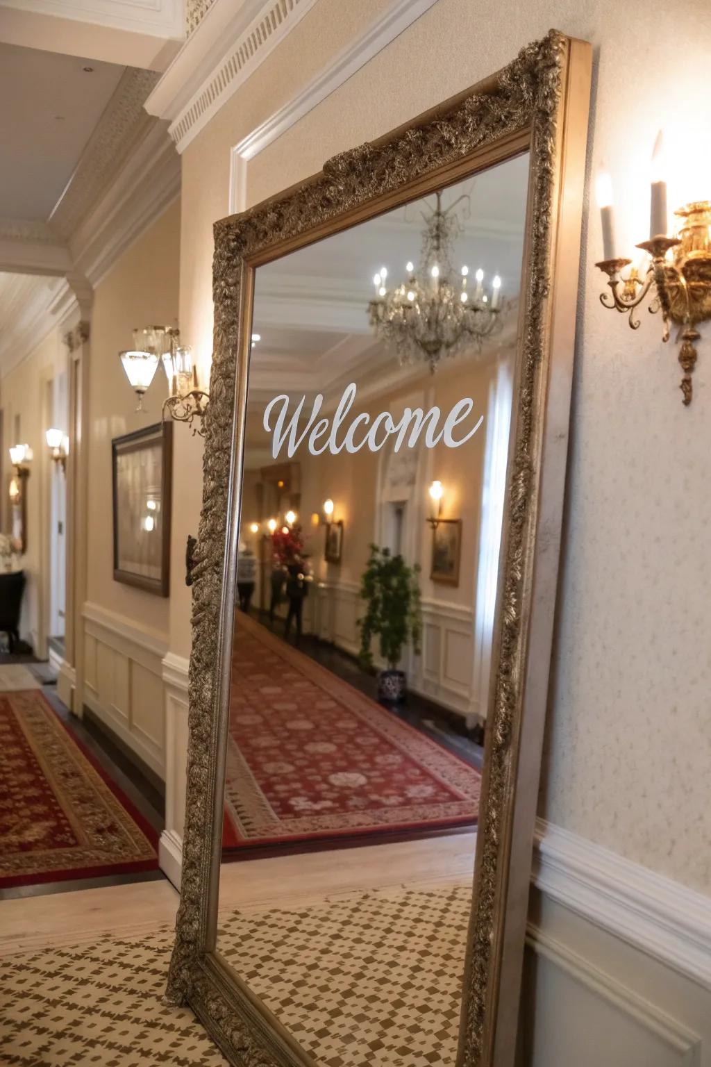 Mirror elegance with a hand-lettered glass.