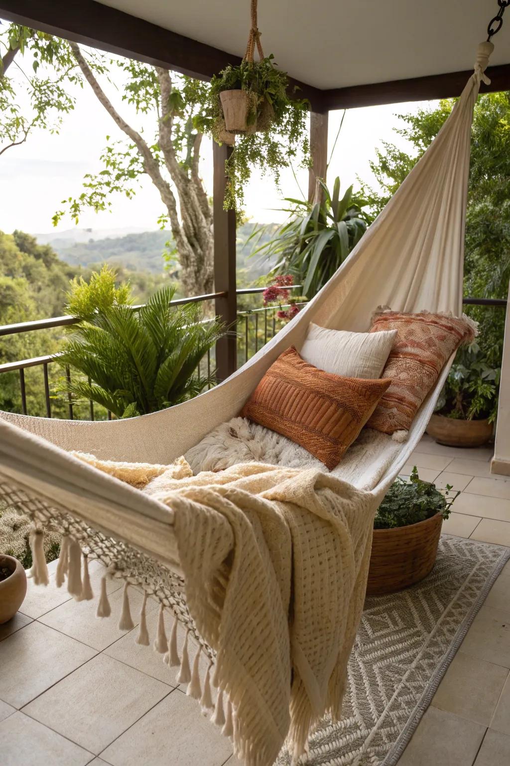 A comfy spot perfect for relaxing on the patio.