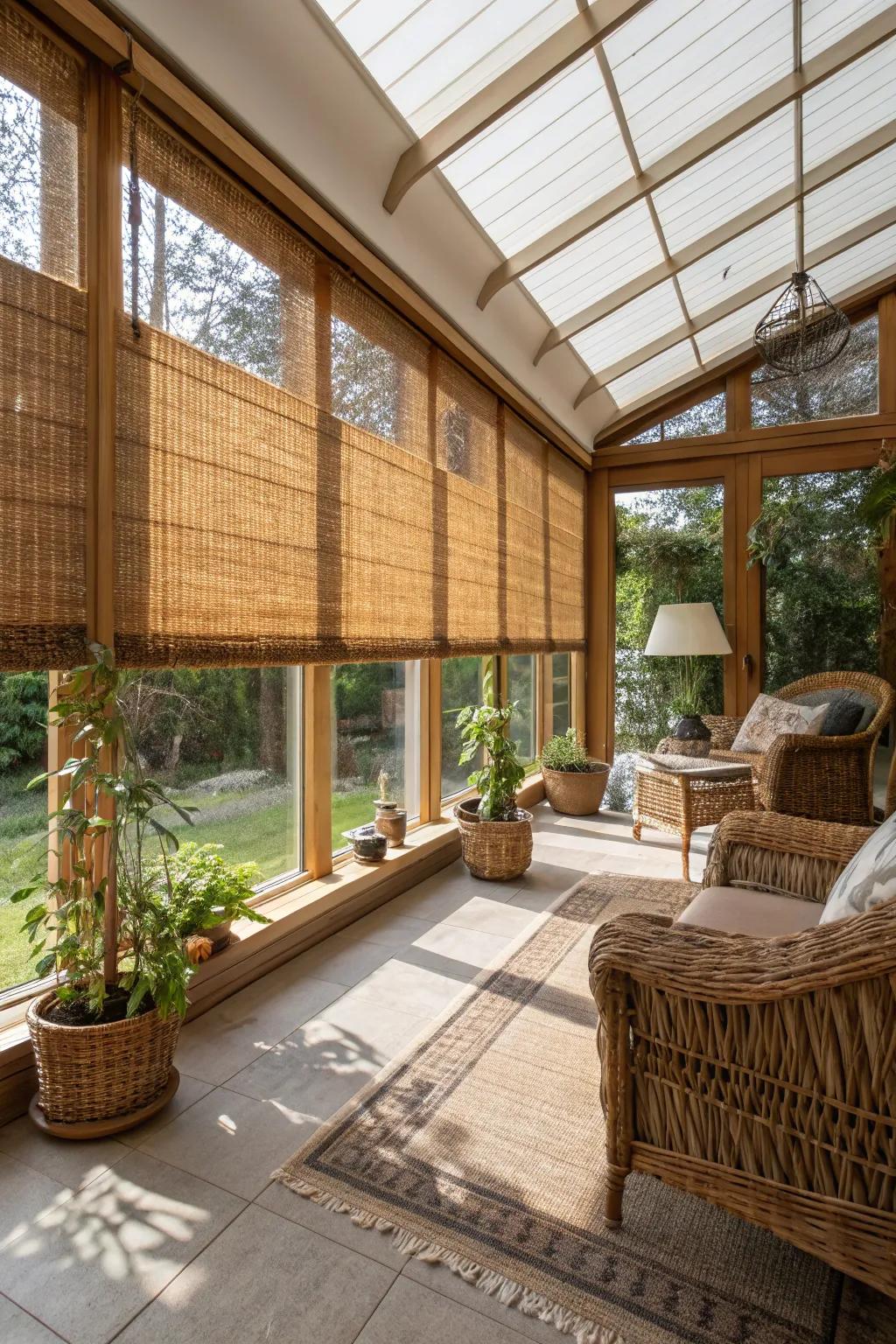Interwoven timber shades introduce natural surface detail and warmth.