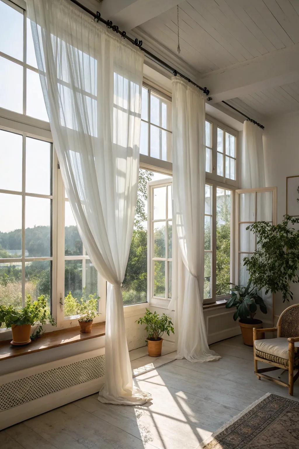 Awning windows provide privacy and ventilation.