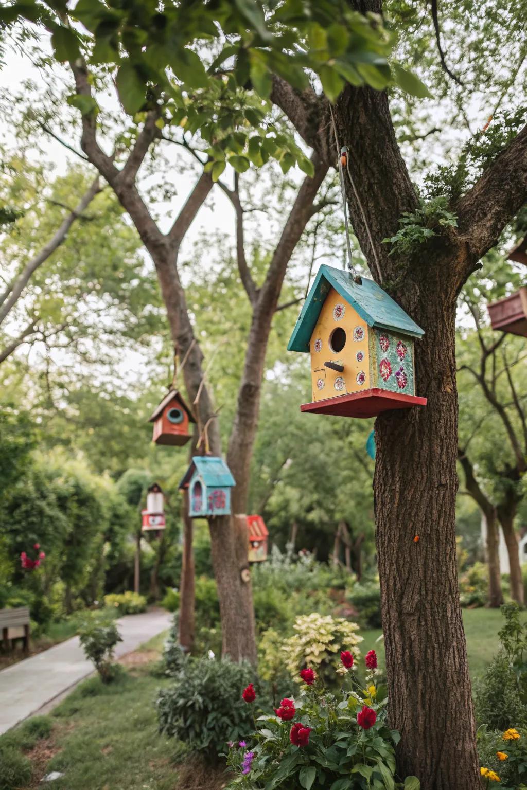 Provide life to your garden using colorful wood havens.