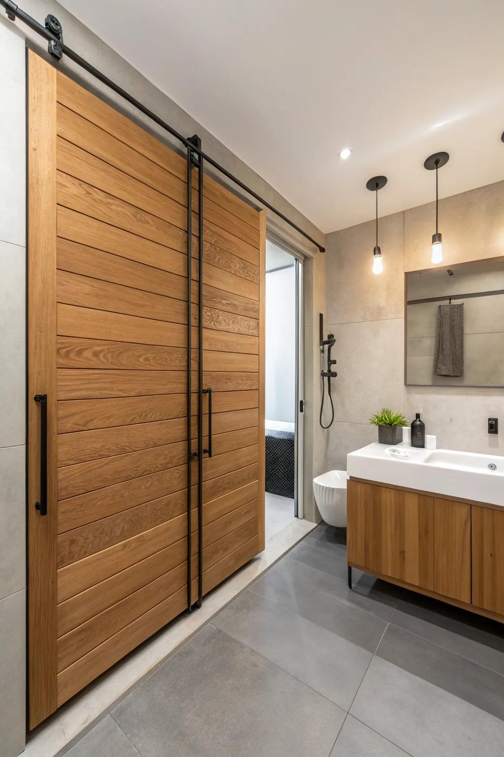 Gliding wood sections deliver a minimalist and elegant look.