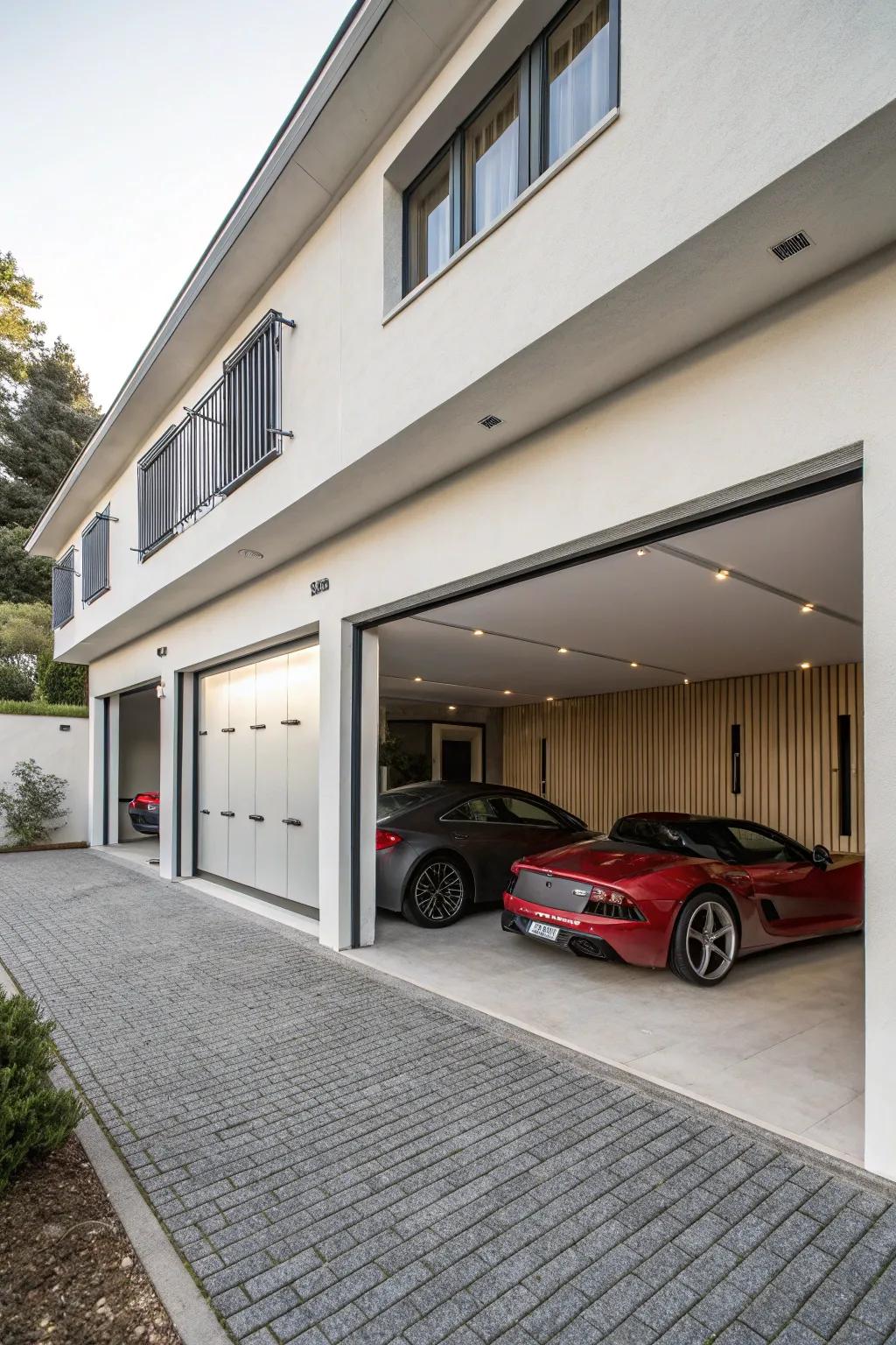 Chic and arranged: Concealed storage solutions in your garage.