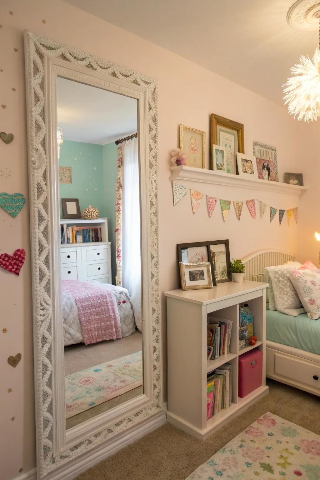 Mirrors amplify room dimensions and sophistication.