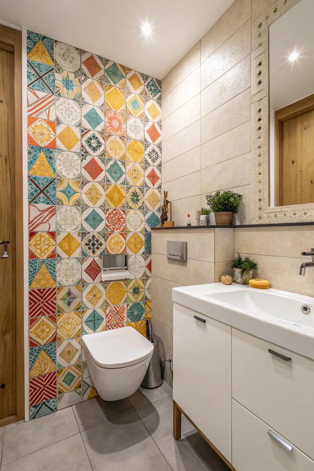 A statement wall can turn your bathroom into a work of art.