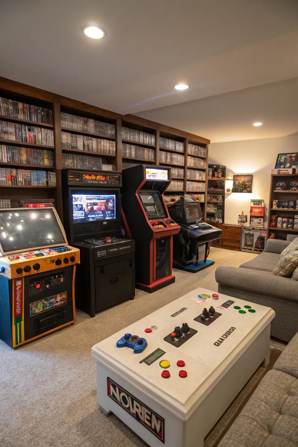 A retro-inspired nook infuses charm and nostalgia into your gaming space.