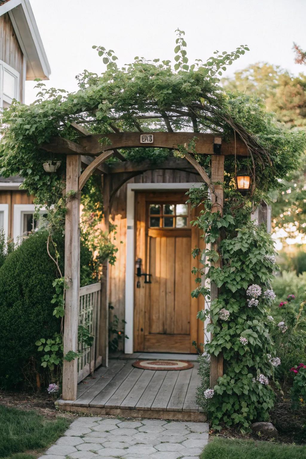 A cottagecore-inspired arbor for a fairy tale gateway.