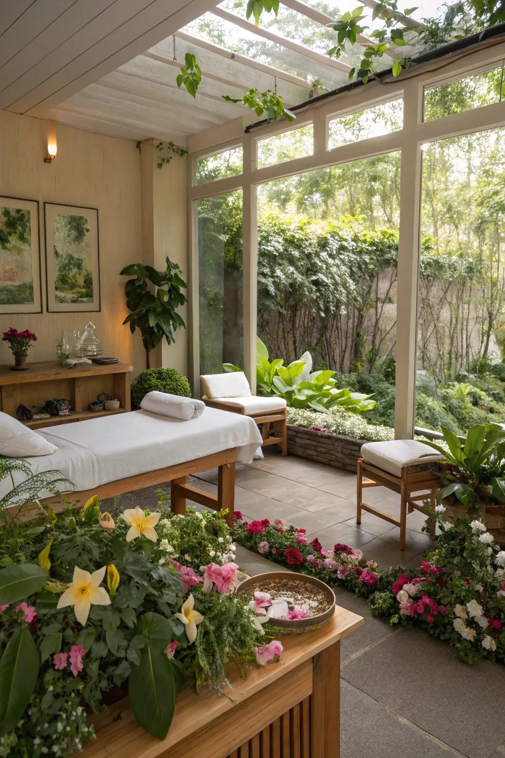 Nature’s hint incorporates tranquility into your massage space.