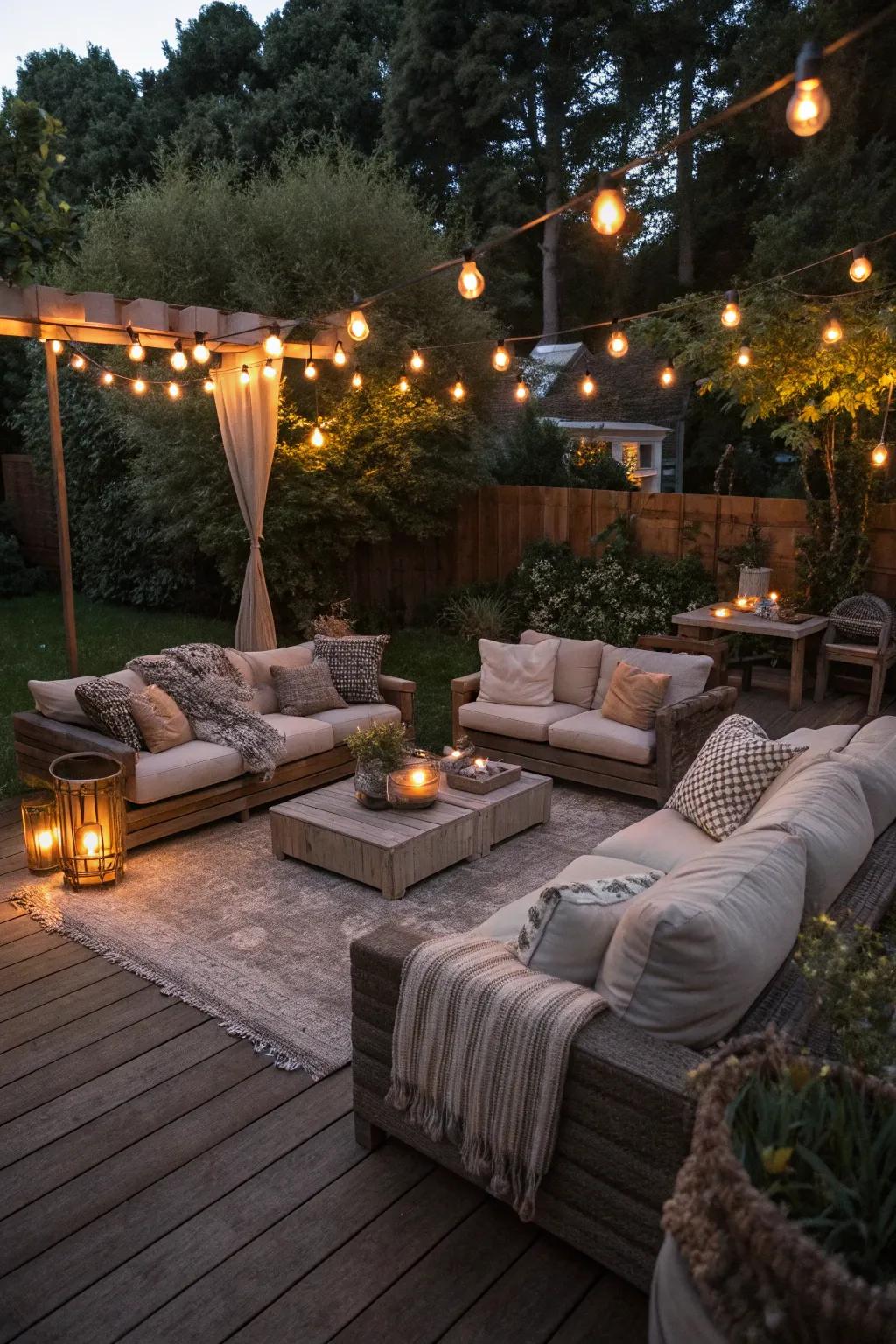 A lowered lounge adds a luxurious feel.